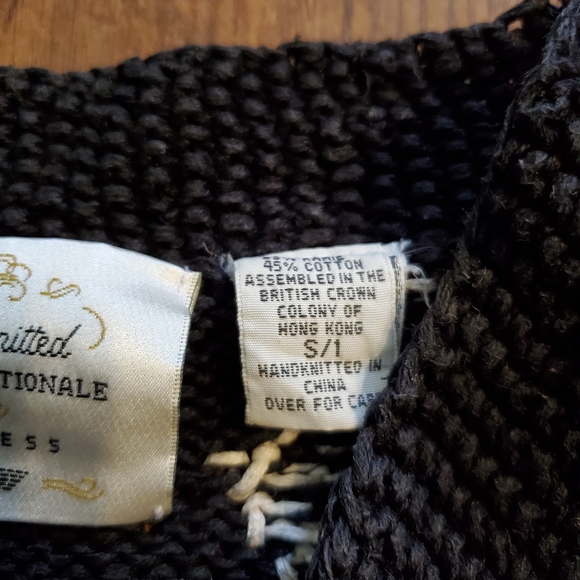 Vintage Express Internationale Handknitted Sweater Black Chunky Cable Knit Small - Picture 5 of 9